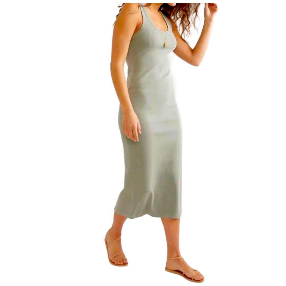 NWT MARINE LAYER Women's Lexi daytime sun midi dress in faded olive SZ: L